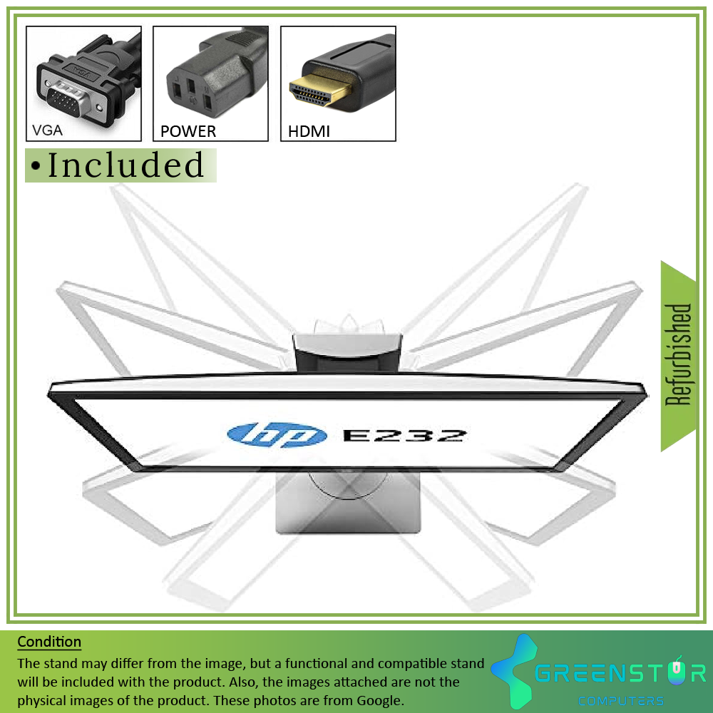  Refurbished(Good) - HP EliteDisplay E232 23" Widescreen 1920x1080 FHD LED Backlight LCD IPS Monitor